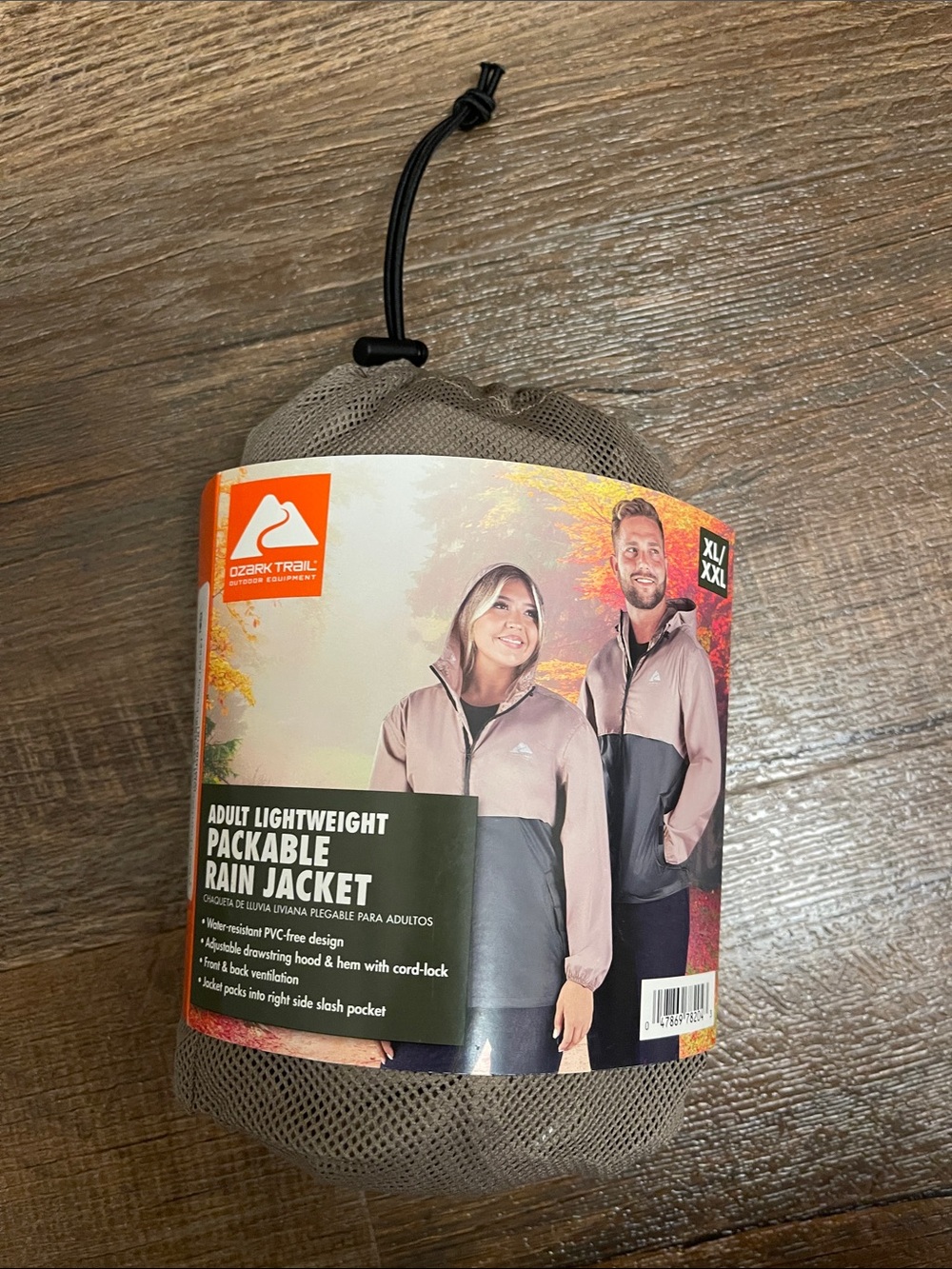 Ozark Trail Taupe and Black Men’s Packable Raincoat